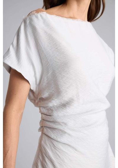 Defacto Fıtted Kayık Yaka Kısa Kollu Bluz H2052ax26spgr294 Gri-gr294