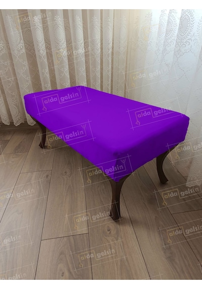 Ayak Ucu Kapı Önü Antre Düz Bench Puf Orta Sehpa Ceviz Ayak 100 45 Lila