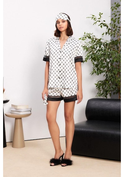Pierre Cardin 1305 Kadın Saten Biyeli Pijama Takımı Siyah