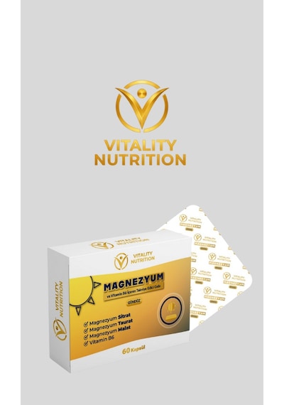 Vitality Nutrition Magnezyum Gündüz 60 Kapsül Sitrat + Taurat + Malat + Vitamin B6 Gıda Takviyesi