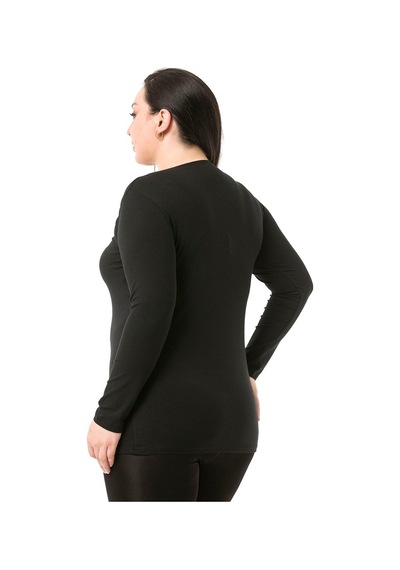 Disentis Büyük Beden Bisiklet Yaka Uzun Kollu Viskon Siyah Body