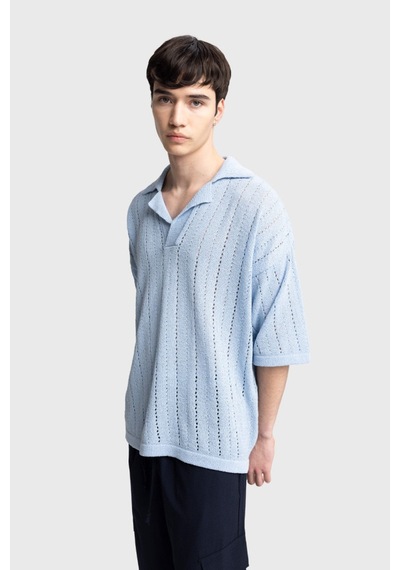 Yake Store Örme Trıko T-shırt - Yeşil Beyaz