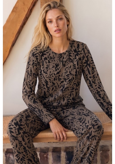 Siyah İnci Desenli Viskon Örme Pijama Takım 26224685 Çok Renkli