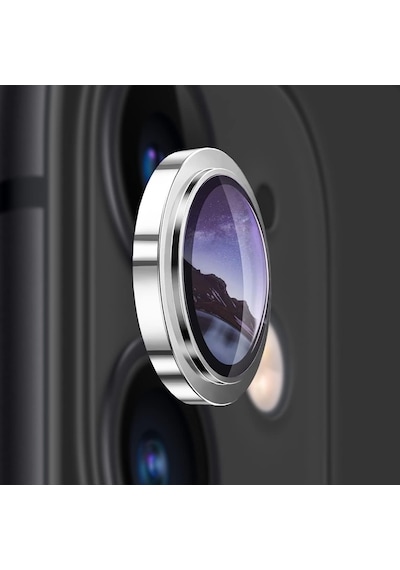 Apple Uyumlu iPhone 11 / 12 / 12 Mini Raze Metal Kamera Lens Koruyucu Gümüş