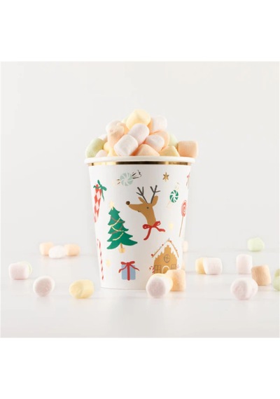 Meri Meri - Jolly Christmas Cups - Yeni Yıl Bardaklar 8'li