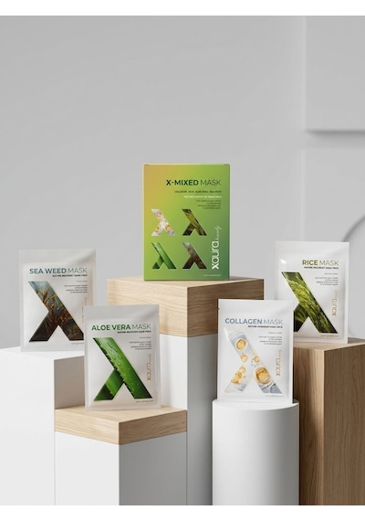 Xaura Beauty X-mixed Mask Set 4'lü Karma Kağıt Yüz Maskesi Paketi Kolajen, Pirinç, Aloe Vera, Den