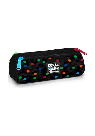 Coral High Erkek Çocuk Siyah Petek Desenli Üç Gözlü Okul Kalem Çantası 31010 Çok Renkli