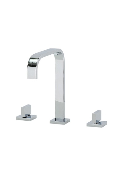 Kagera Krom 3 Delikli Lavabo Bataryası, Çift Kulp, Pirinç Gövde, G1/2 Uyumlu Gümüş