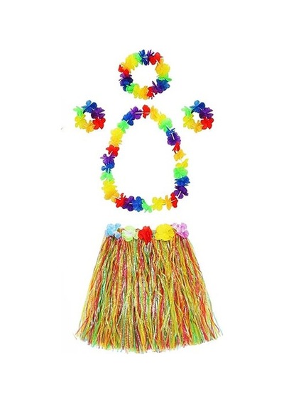 Yetişkin Ve Çocuk Uyumlu Luau Aloha Hawaii Kolye Renkli Etek Taç