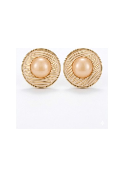 Çelik Vintage Dokulu Krem Taşlı Küpe Krem - 874810268 Krem