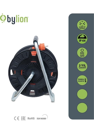 Bylion 3x2,5 30 Mt Kablolu Seyyar Plastik Makara Kapaklı