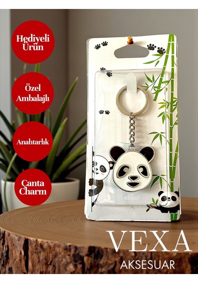 Panda Figürlü Metal Anahtarlık Çanta Süsü Hediyelik Özel Ambalajlı Ve Hediyeli Ürün