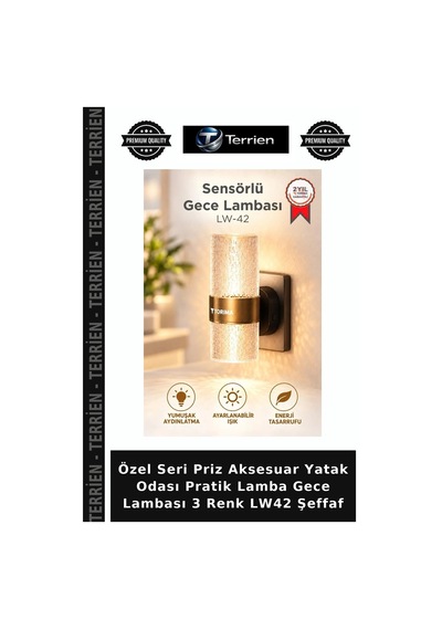 Özel Seri Priz Aksesuar Yatak Odası Pratik Lamba Gece Lambası 3 Renk Lw42 Şeffaf