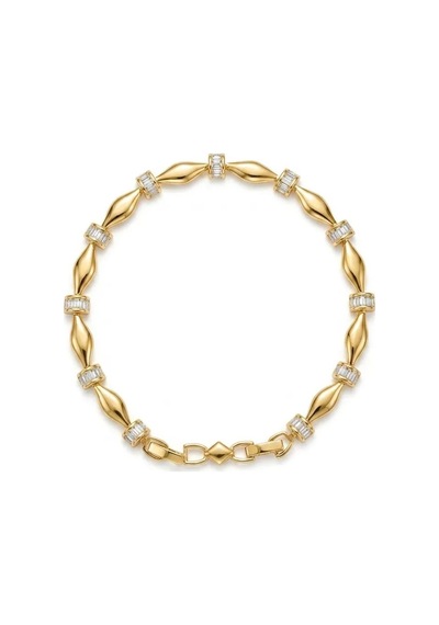 Premium Kadın Gold Renk Zirkon Taşlı Modern Twist Mekik Tasarım Bileklik Altın