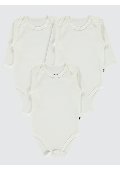 Civil Baby Bebek 3'lü Çıtçıtlı Badi 12-36 Ay Beyaz