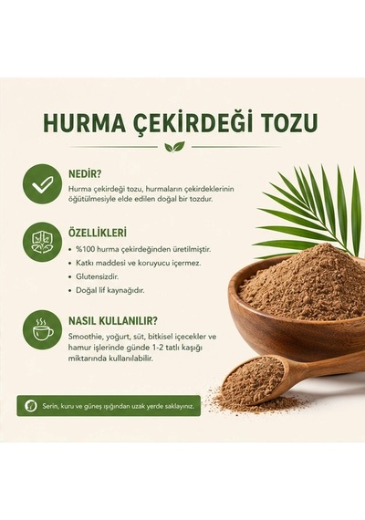 Hurma Çekirdeği Tozu Unu Öğütülmüş - 250 Gr