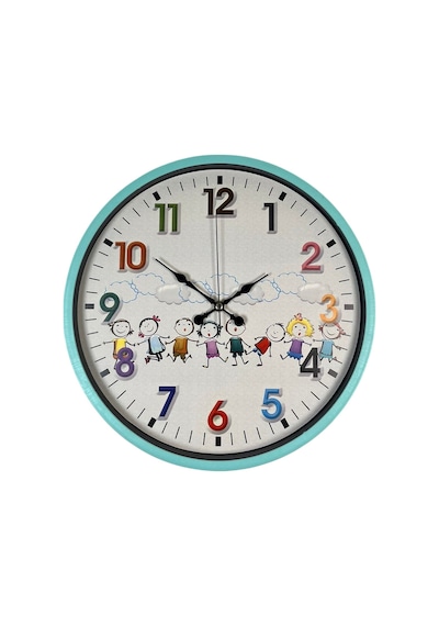 36 Cm Turkuaz Çocuk Odası Duvar Saati Açık