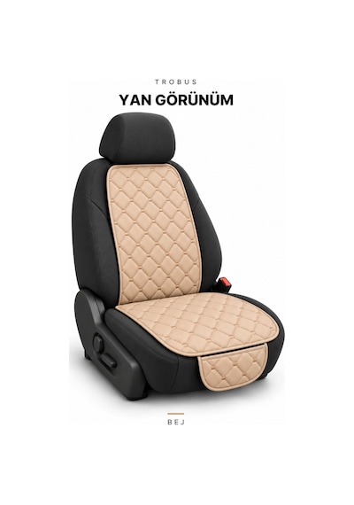 Trobus Chery Tiggo 7 Pro 2023+ Kapitone Ön İkili Suni Deri Koltuk Minderi 4 Parça Bej