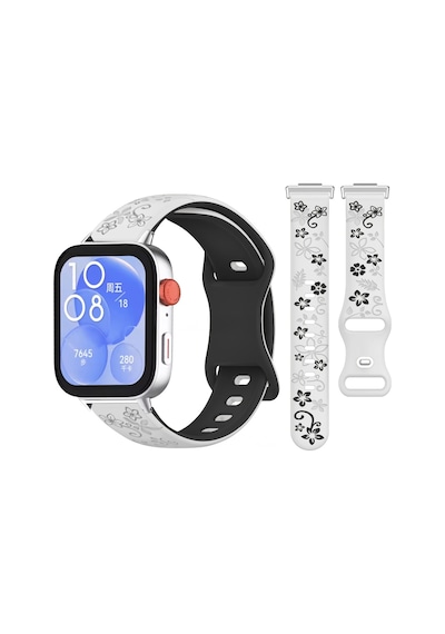 Huawei Watch Fit 3 İle Uyumlu Floraflex Çiçek Desenli Silikon Kordon