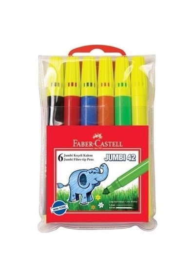 Faber-Castell Jumbi 42 Neon Fosforlu Keçeli Boya Kalemi 6'lı