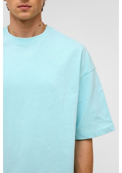 Vamos Basic Oversize Bisiklet Yaka Tişört Bebe Mavi