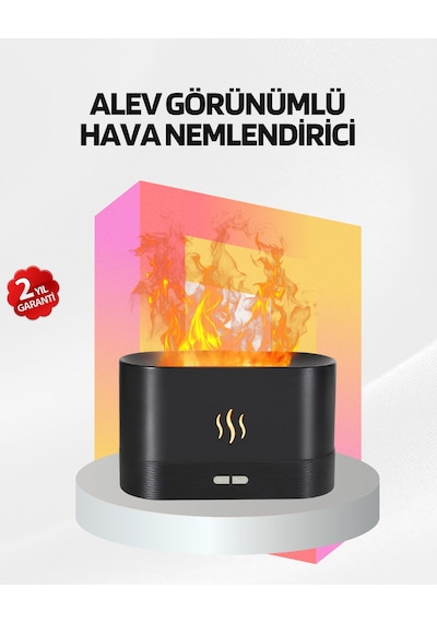Alev Görünümlü Hava Nemlendirici Kumandalı Led Işıklı Aromatik Difüzör