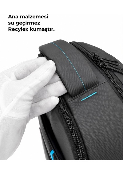 Laptop Sırt Çantası Su Geçirmez 15"6 İnç & 13" İnç Çift Notebook Bölmeli Terletmez Sırt Destekli 8683255014163 Siyah - Mavi