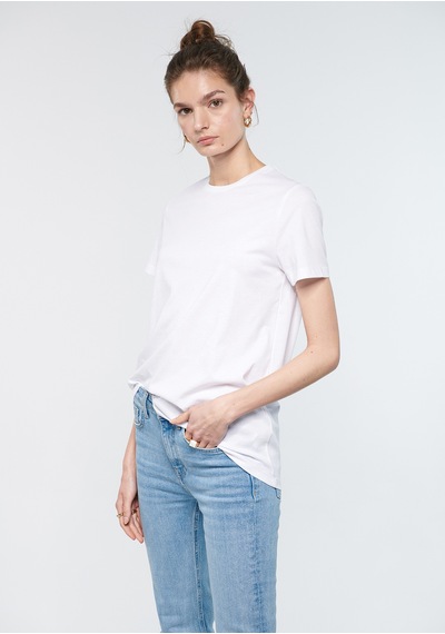 Mavi - Beyaz Basic Tişört 1611648-620 Beyaz