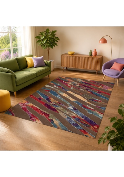 Kartela Halı Aira Halı Kaymaz Taban Makinede Yıkanabilir Halı Kahverengi - 200 X 300 Cm