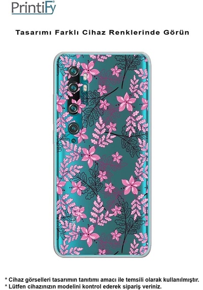 Redmi A2 Plus Slim Fit Kapak Floral Pembe Tasarımlı Şeffaf Silikon