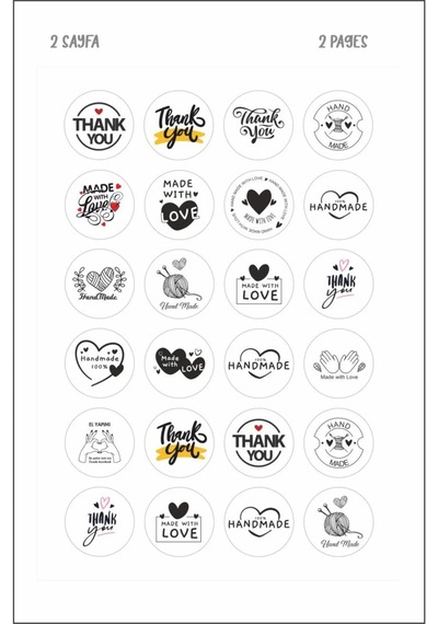 Thank You-hand Made With Love Etiket 17 Farklı Tasarım 48 Adet