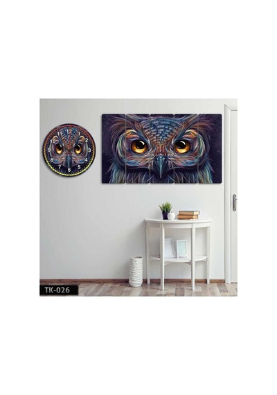 Mor Baykuş - Tablo Saat Kombini Görsel - 702503445 Görsel