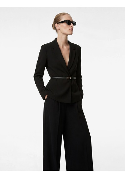 Koton Kemer Detaylı Uzun Kollu Peplum Kruvaze Yaka Blazer Ceket Siyah 6sak50072uw
