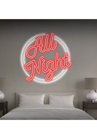 All Night Yazılı Neon Tabela Kırmızı