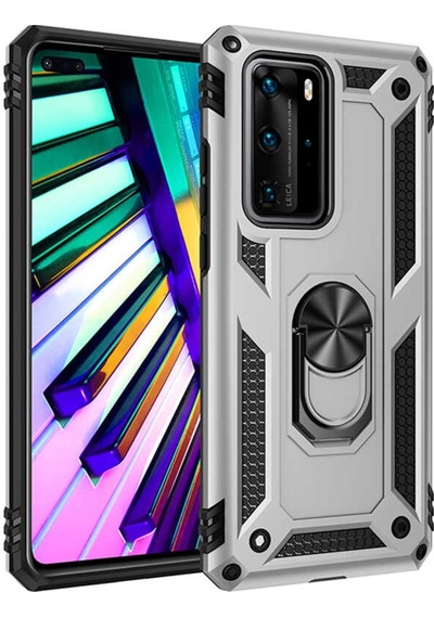 Huawei P40 Pro Kılıf Zore Vega Yüzüklü Standlı Zırh Kılıf