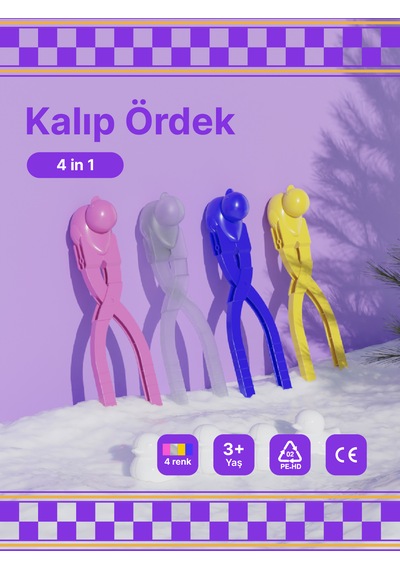 4 Adet Kartopu Ördek Şekillendirici Sarı, Pembe, Mavi, Şeffaf
