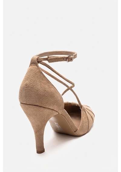 Luvishoes Elıza Bej Süet Kadın Topuklu Ayakkabı Bej