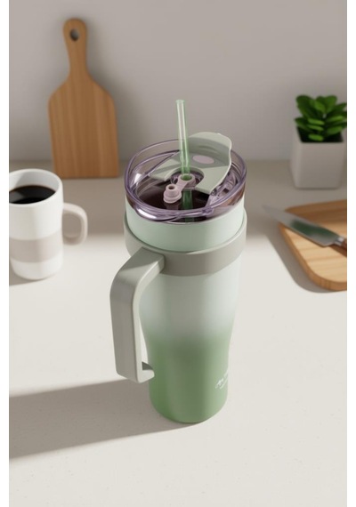 Bambum Horizon - Pipetli Termos Bardak Yeşil 1000ml Yeşil