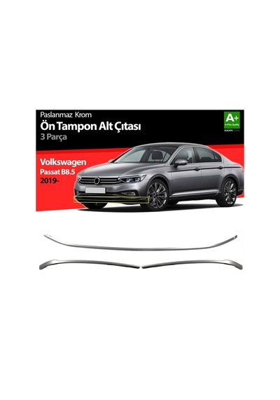 Volkswagen Passat B8.5 Krom Ön Tampon Alt Çıtası 3 Prç 2019 Ve Sonrası