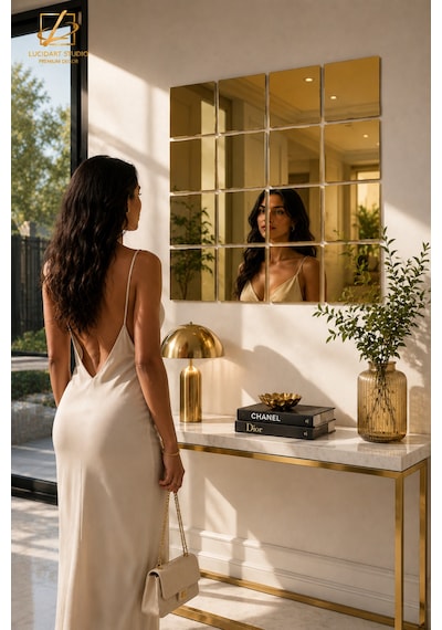 4 Adet 20x20 Dekoratif Pleksi Ayna Kendinden Yapışkanlı Duvar Aynası Gümüş Gold Rose Gold Mavi Mor Kırmızı Duvar Dekorasyonu Pleksi Ayna Altın Altın