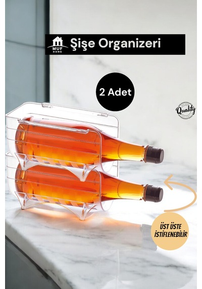 2 Adet Kristal Plastik Dolap Şişe Organizeri Üst Üste Dizilebilir Buzdolabı Düzenleyici İstifleyici Diğer