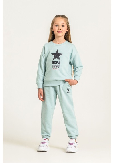 U.S. Polo Assn. Kız Çocuk Baskılı Yeşil Uzun Kol Eşofman Takımı Us2719-c-v3 Us2719-c-v3