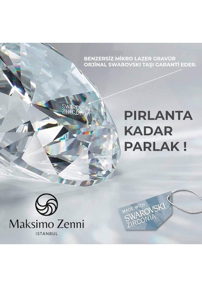 Swarovski Tek Taş Kadın Kalp London Blue Gümüş Kolye