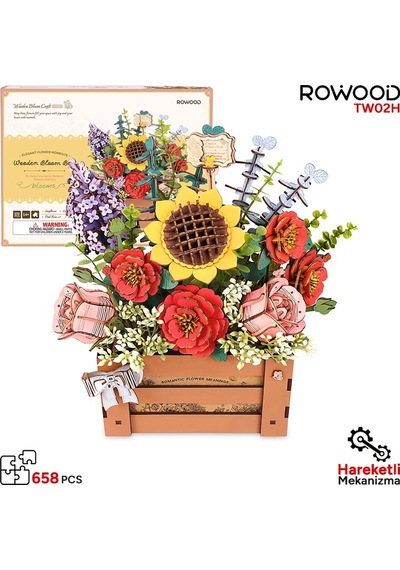 Rowood Tw02h Çiçek Kutusu Wooden Bloom Box Dıy Minyatür Maket Model Seti Ahşap 3d Wooden Puzzle 3d Model Kit Detaylı Dekoratif Hobi Seti Ahşap Maket