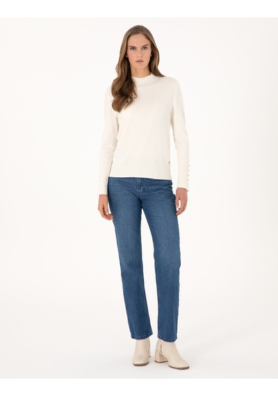 Pierre Cardin Ekru Slim Fit Yarım Balıkçı Basic Kazak 50310887-vr019