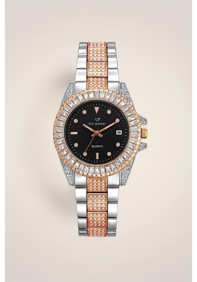 Taşlı Metal Kordon Kadın Kol Saati Rose/gümüşiçisiyah - 646846802 Rose Gold