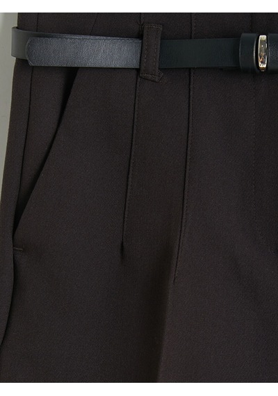 Lcwaıkıkı Classic Kahverengi Kemerli Havuç Kesim Kadın Kumaş Pantolon