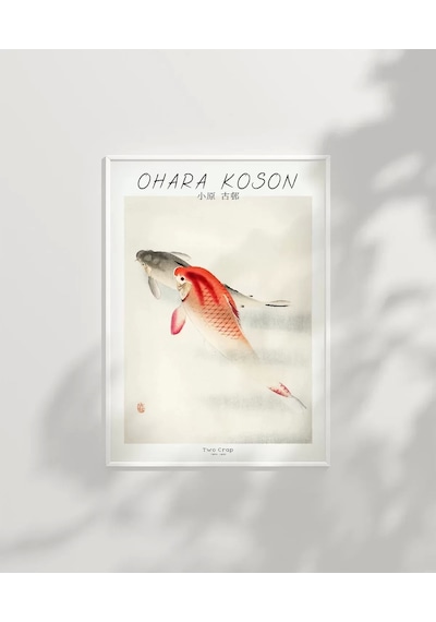Çerçevesiz Poster Ohara Koson İki Sazan