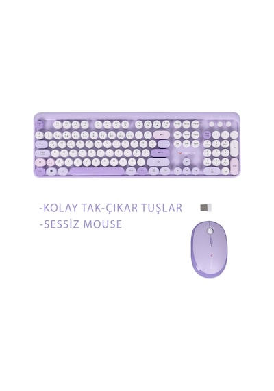 Twotech SMK-640M Renkli Tuşlu Kablosuz Türkçe Q Klavye Mouse Set