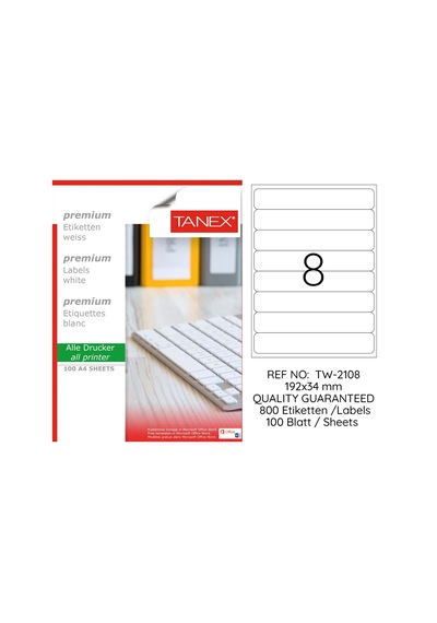 Tanex Tw-2108 192x34mm 100 Lü Lazer Etiketi